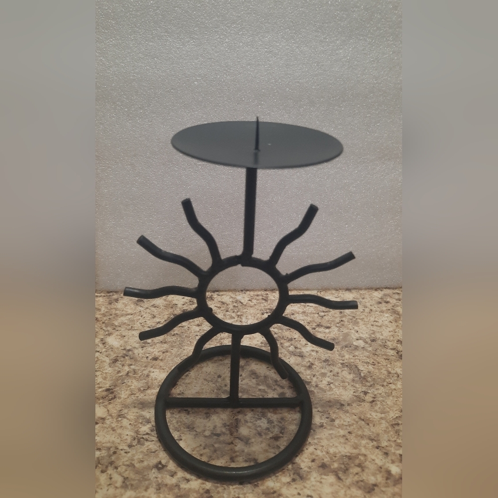 Elegant Black Sunburst Candle Holder